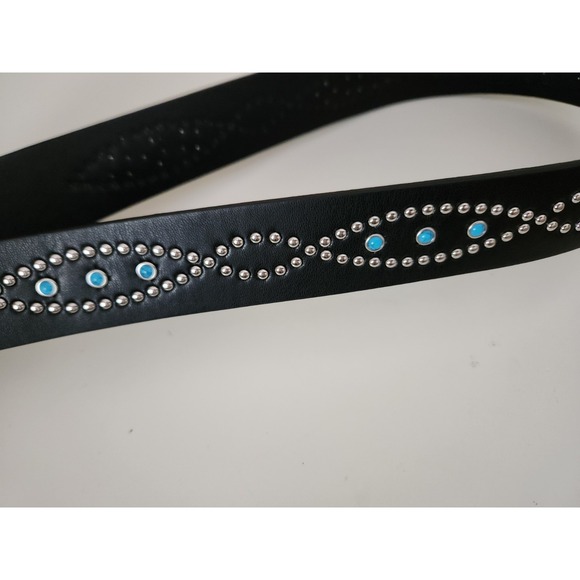 TRUE‎ RELIGION Women Stone Embellished Southwestern Faux Leather Black Belt L/XL - Picture 5 of 8